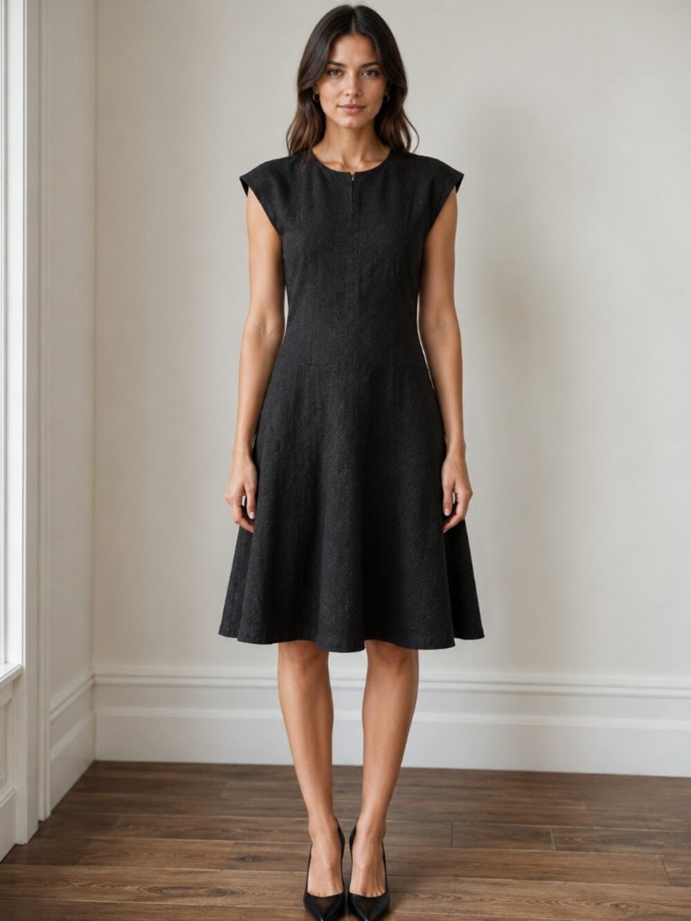 Akris Punto Wool Fit & Flare Zip Dress Black Size 6 NWT FLAW
